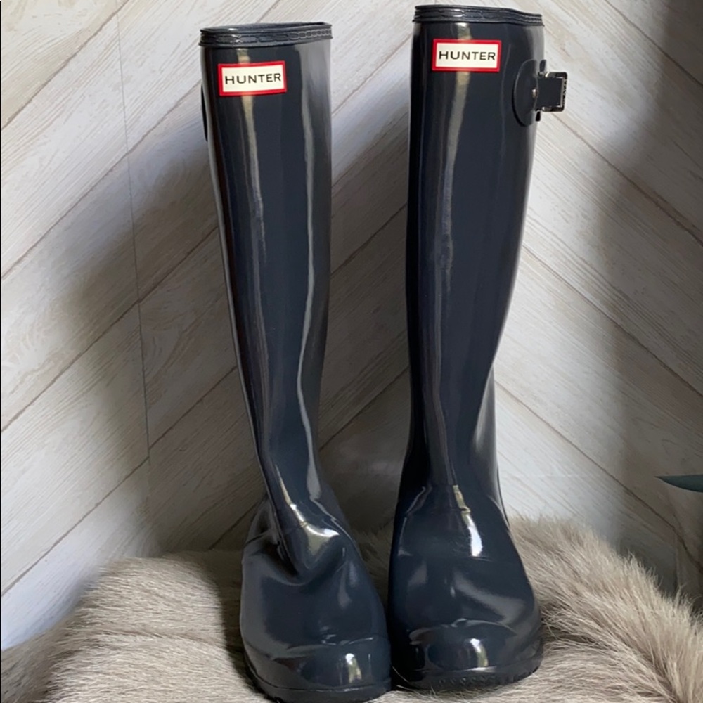New Hunter Tour tall glossy grey boots 8 39